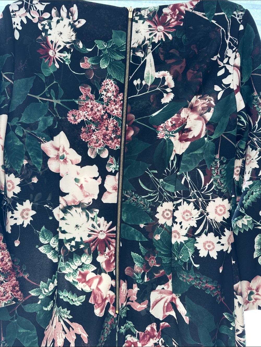 Calvin Klein Black Floral Midi Dress with Green & Pink Accents - Picture 4 of 8